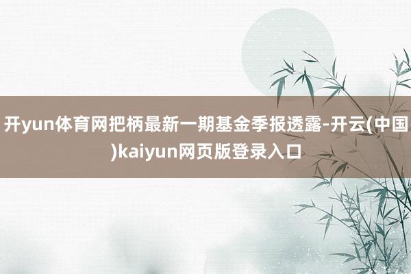 开yun体育网把柄最新一期基金季报透露-开云(中国)kaiyun网页版登录入口
